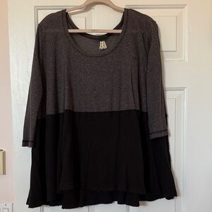 We The Free Charcoal and Black Long Sleeve Top